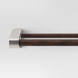 Threshold - 36"-66" Double Curtain Rod with Easy Install Nicke Nickel/Dark Brown